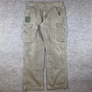 VTG Carhartt Cargo Carpenter Pants Mens 35x32* Green B342 MOS Double Knee